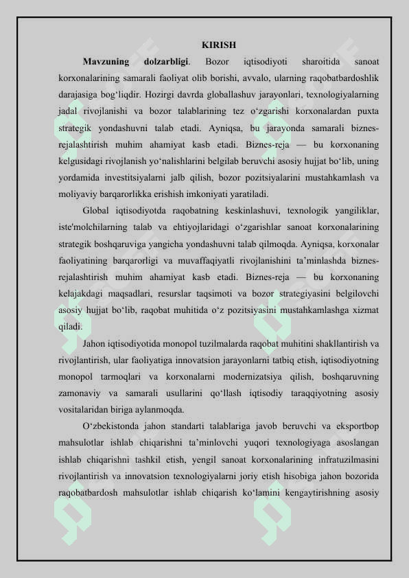 Sanoat korxonalari raqobatdoshligini ta’minlashda biznes-rejalashtirishni takomillashtirishning imkoniyatlari 3
