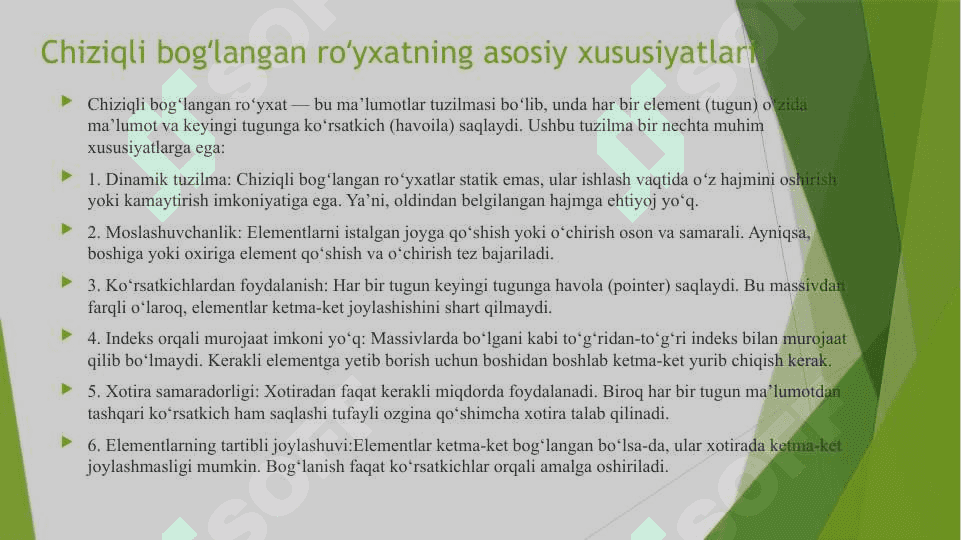 Chiziqli bo’glangan ro’yxatlar. 3