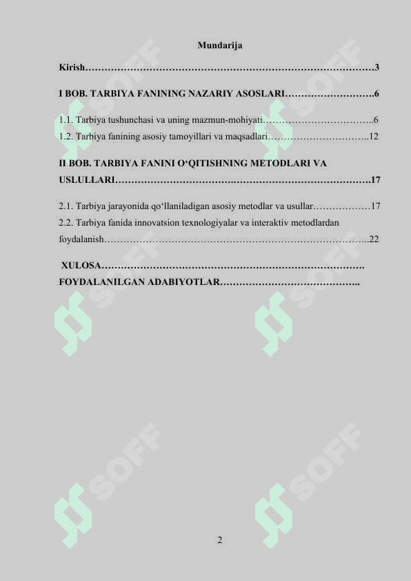 Tarbiya fanini o'qitish metodlari 2