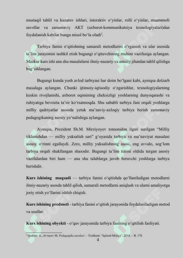 Tarbiya fanini o'qitish metodlari 4