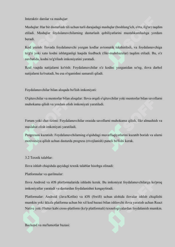 Dasturlash tillarini o'rgatuvchi mobil ilovasini ishlab chiqish 8