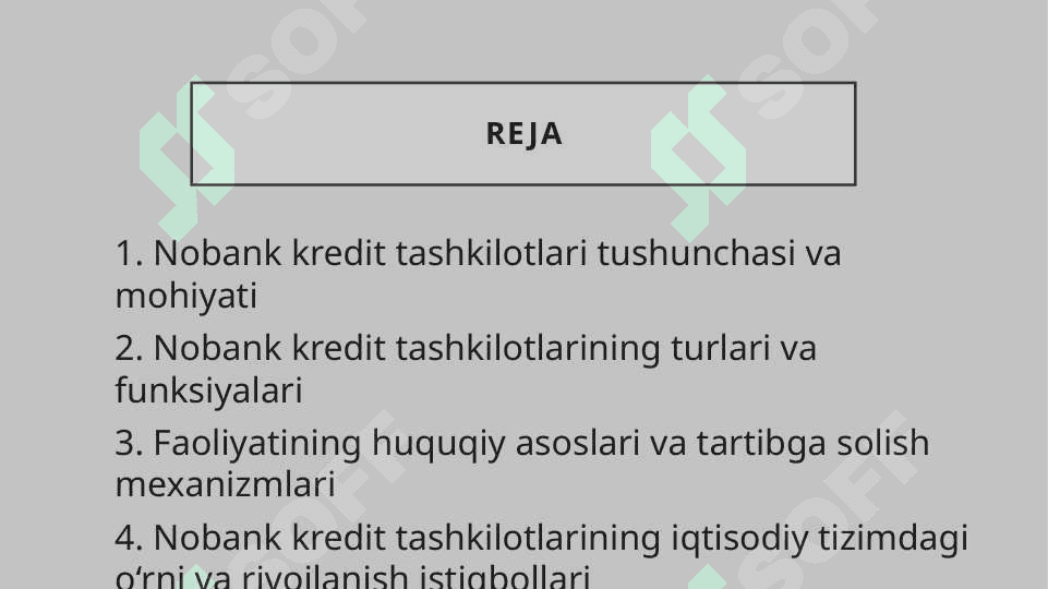 Nobank kredit tashkilotlari, ular faoliyatining huquqiy asoslari va xususiyatlari 2