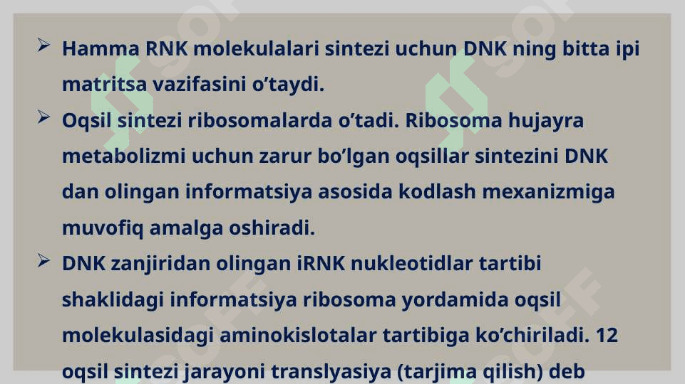 RNK turlari va uning oqsil biosintezidagi roli 4