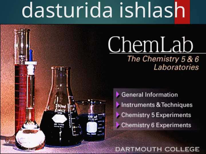 ChemLab dasturida ishlashChemLab dasturida ishlash