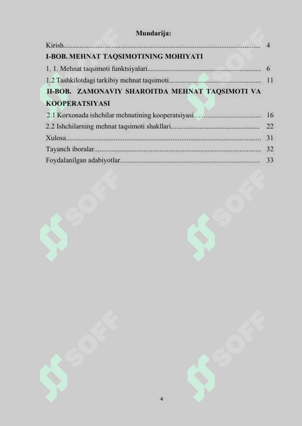 Mehnat taqsimoti va kompetentsiyalarini ajratish.docx kurs ishi 4