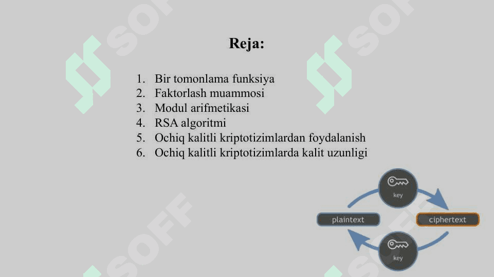 Ochiq kalitli kriptotizimlar 2