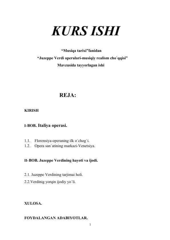 Juzeppe Verdi operalari-musiqiy realism cho`qqisi
