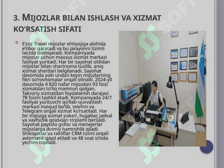E’zoz Travel firmasi haqida  HISOBOT.pptx 7