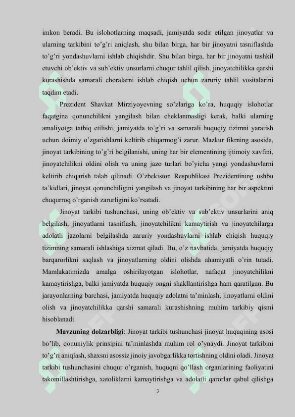 Jinoyat tarkibi tushunchasi va uning o’ziga xos xususiyatlari 3