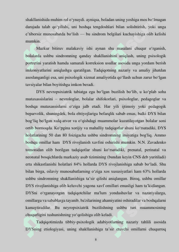 O‘quvchilarda diqqat yetishmovchiligi sindromi va uning kelib chiqish sabablari 8