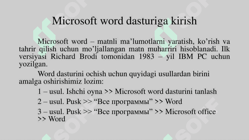 Microsoft word dasturi bilan ishlash 2