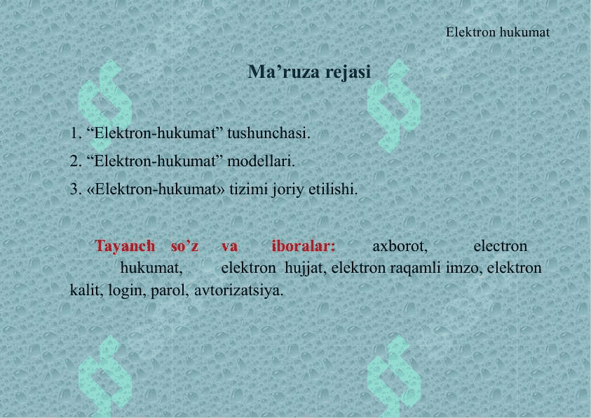 Elektron-hukumat, uni yaratish  tamoyillari, hozirgi holati va rivojlanish  bosqichlari. chet el tajribasi 2