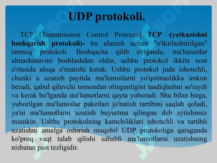 UDP, TCP transport darajalari 2