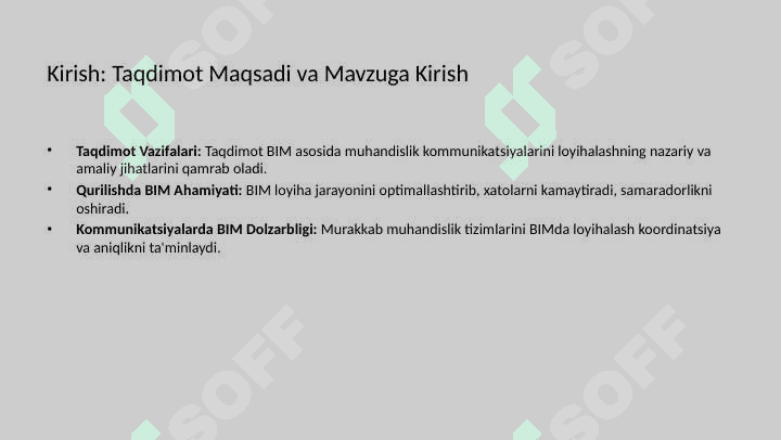 Bim texnologiyalari asosida muxandislik kamunimatsiyalarini loyihalash 4