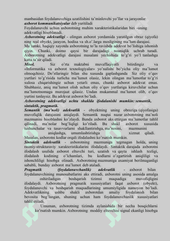 Axborot tizimlarini loyihalash usullari va axborot tushunchasi va uning о’lchovlari 2