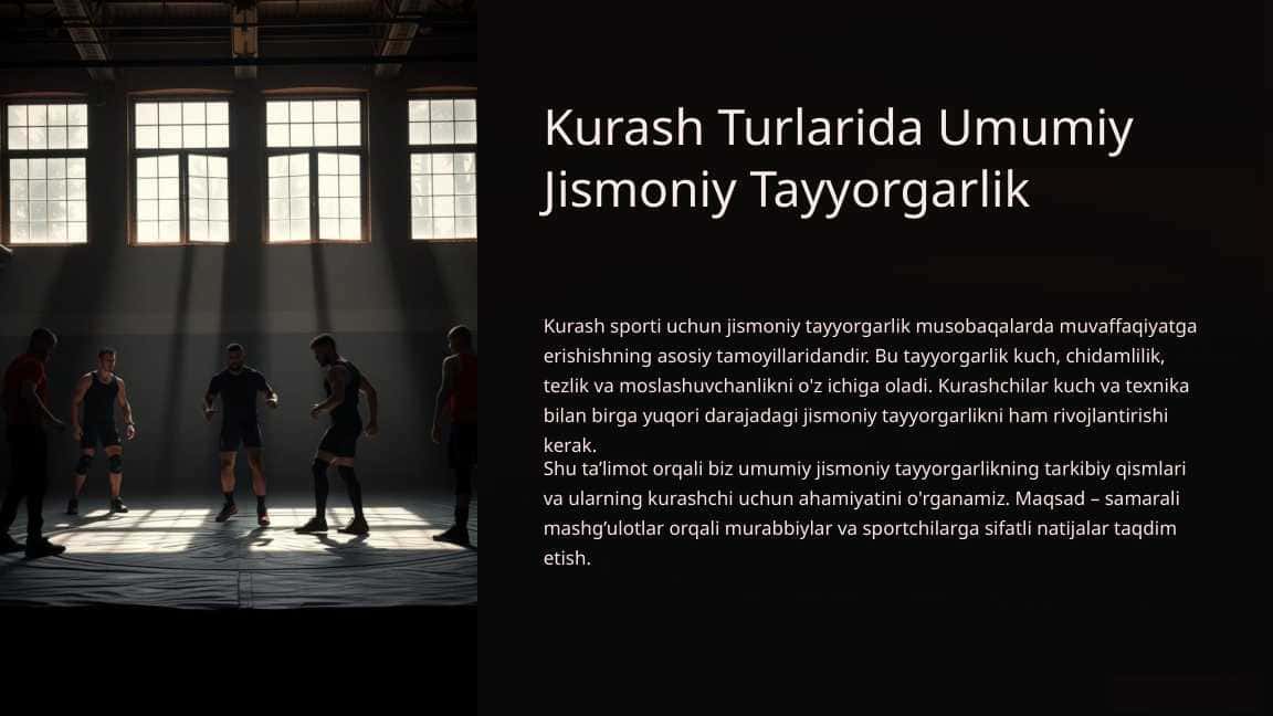 Kurash Turlarida Umumiy Jismoniy Tayyorgarlik