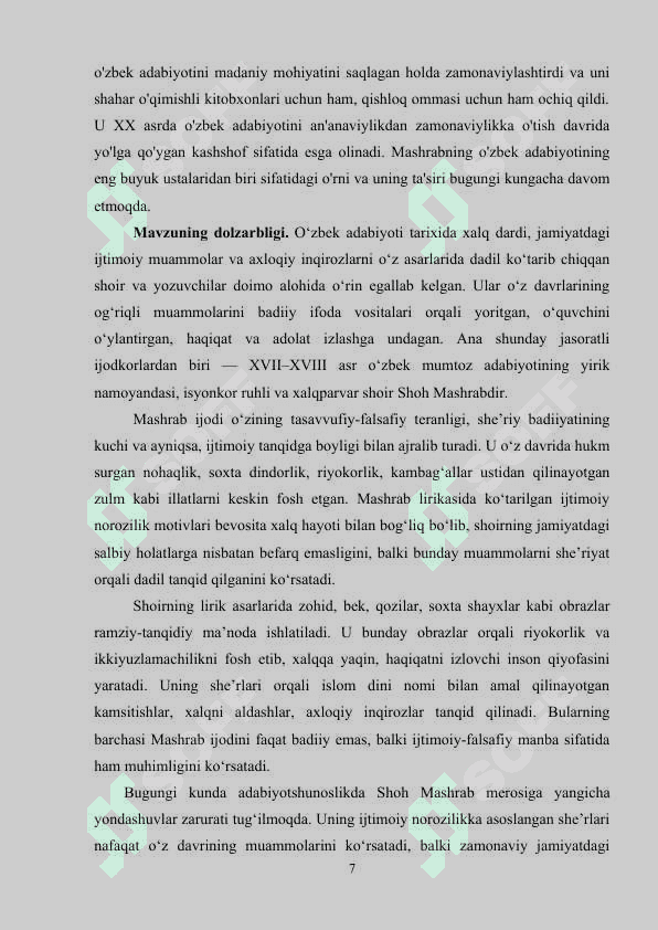 MASHRAB LIRIKASIDA IJTIMOIY NOROZILIK MOTIVLARI 7
