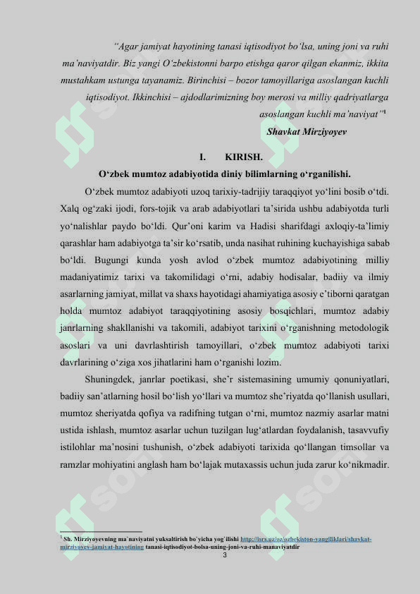 MUMTOZ ADABIYOT TARAQQIYOTIDA QUR’ONI KARIM G‘OYALARI VA HADISI SHARIFDAGI FIKRLARNING O‘RNI VA AHAMIYATI 3