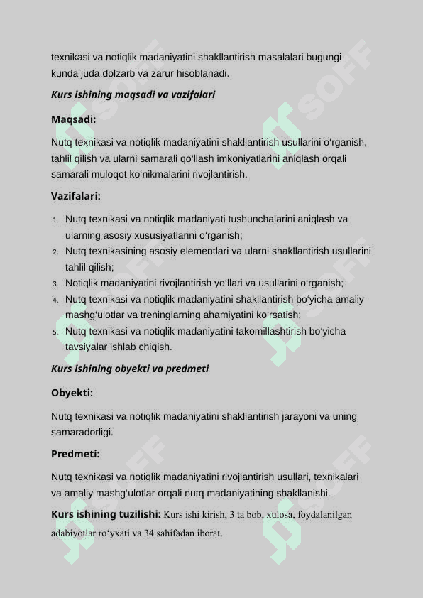 Nutq texnikasi va notiqlik madaniyati kurs ishi 7