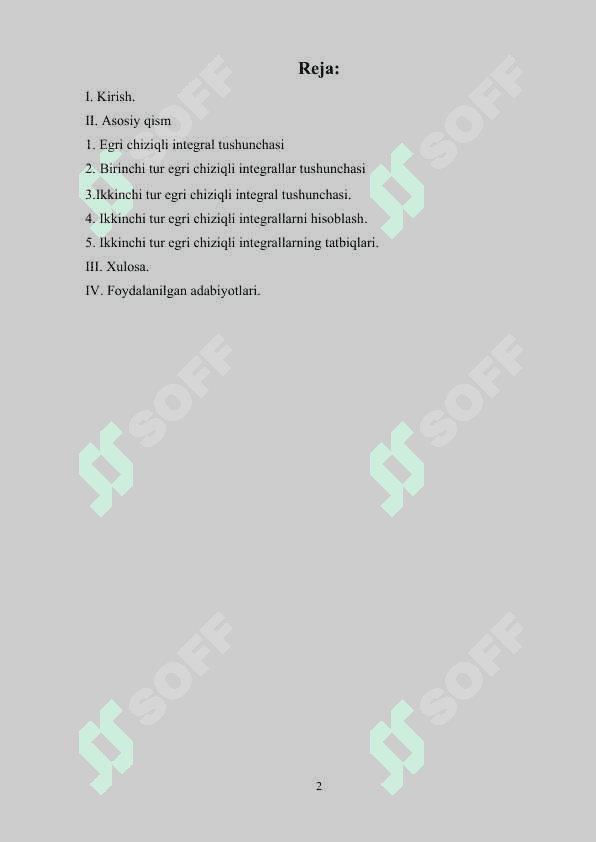 Birinchi va ikkinchi tur egri chiziqli integrallar 2