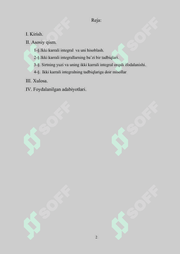 Ikki karrali integral yordamida yuza va hajmni hisoblash 2