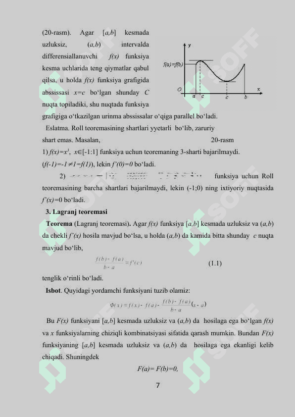 Differensial hisobning ba'zi bir tatbiqlari 7