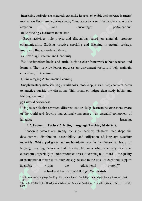 Economy and Language Teaching Materials 6