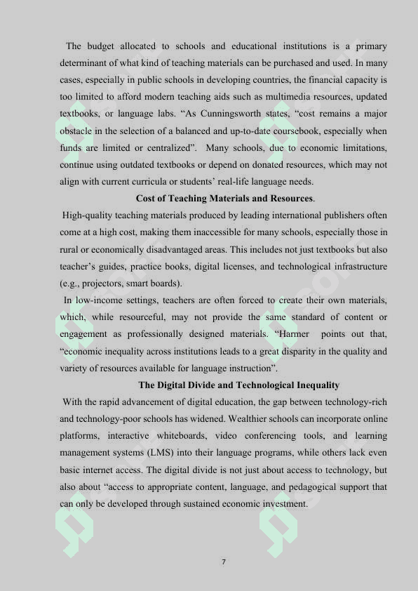 Economy and Language Teaching Materials 7