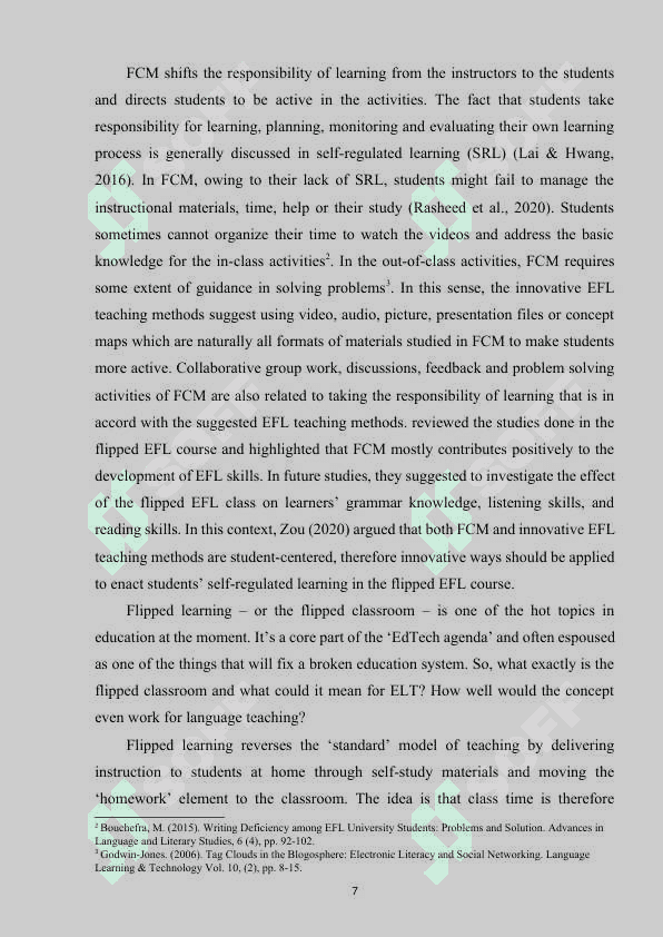 FLIPPING THE LESSON IN EFL AT SENIOR GRADES 7