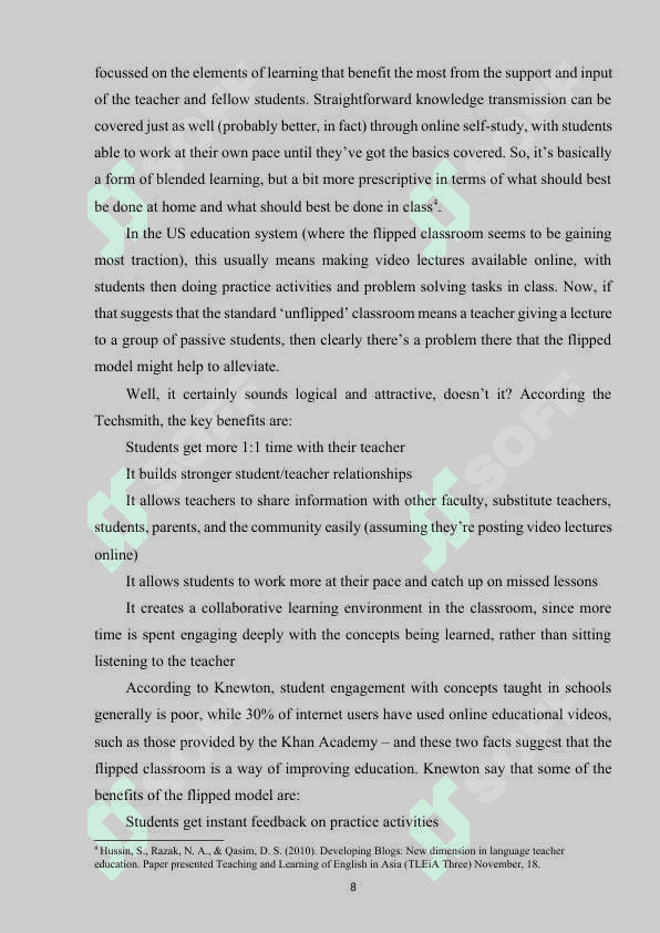FLIPPING THE LESSON IN EFL AT SENIOR GRADES 8