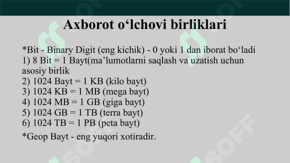 Dasturlashga kirish, dasturlashning asosiy tushunchalari 5