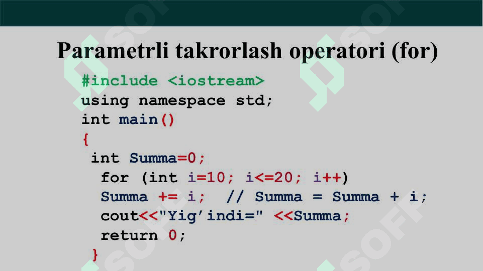 Takrorlanish operatorlari 7