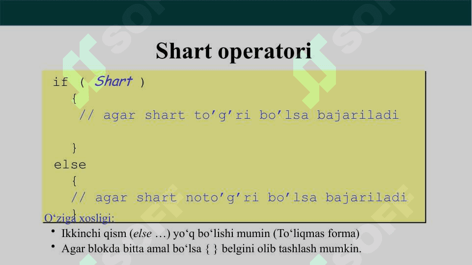 Tarmoqlanish va uzilishlarni tashkil etish operatorlari 6