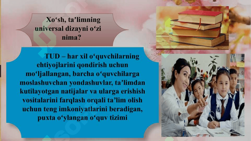 TA’LIMNING UNIVERSAL DIZAYNI VA INDIVIDUAL TA’LIMIY REJA 6