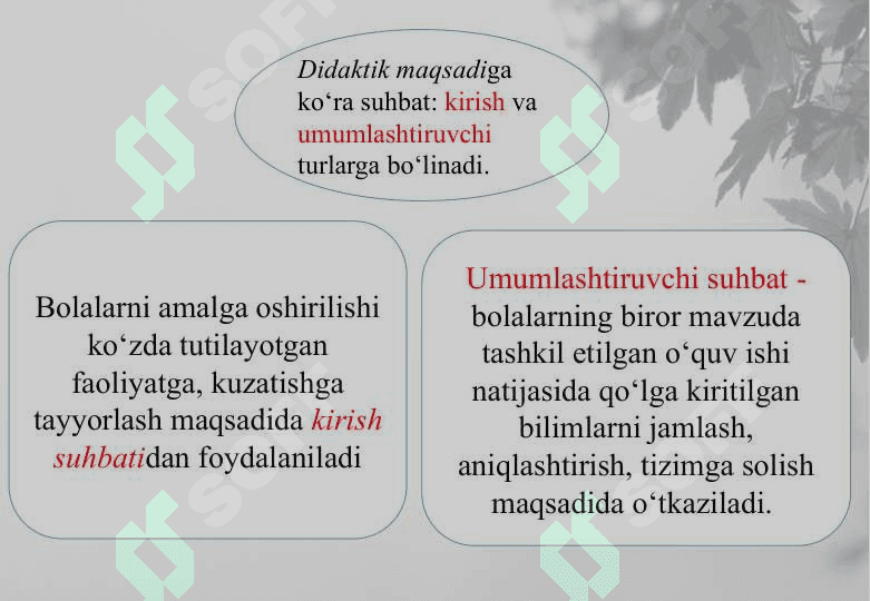 Suhbat turlari va uning mazmuni. Suratlar bilan o‘tkaziladigan  suhbatlar 8