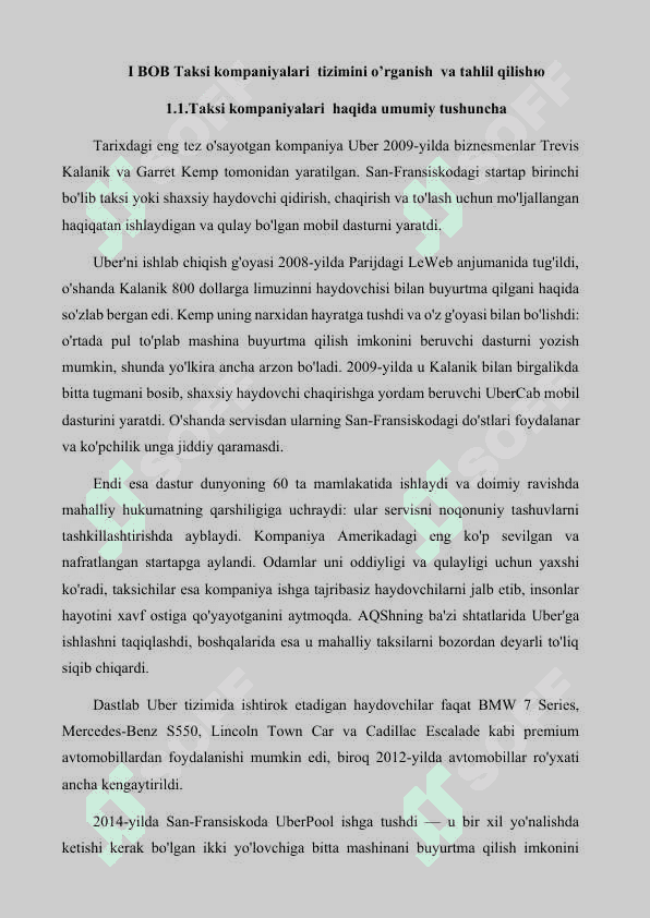 Taksi kompaniyasini boshqaruvchi platforma haqida Bitiruv malaka ishi 5