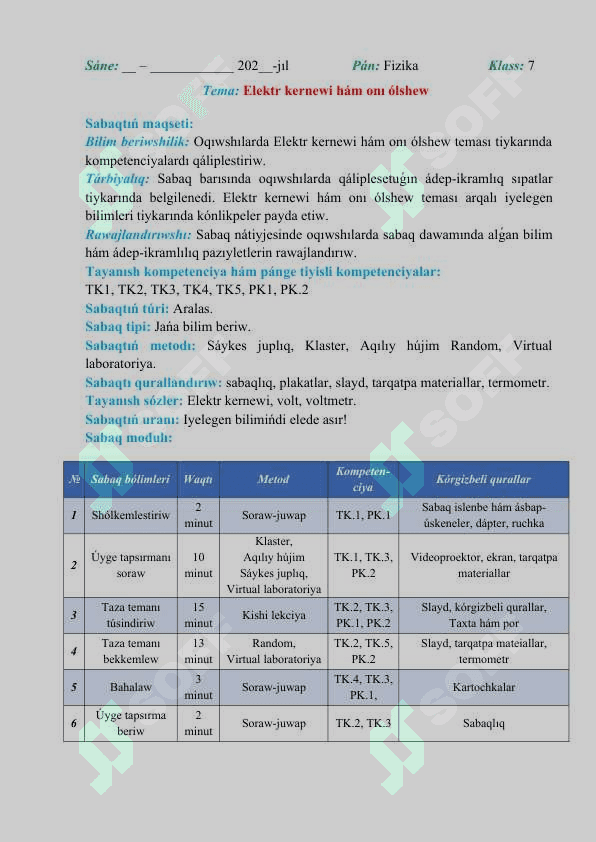Elektr kernewi hám onı ólshew 2