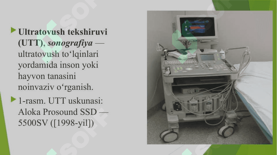 Tibbiyotda qo'llaniladigan zamonaviy klinik usullar. UZI va Doplerografiya. 2