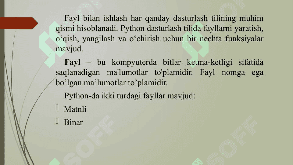 Python dasturlash tilida fayllar bilan ishlash 3