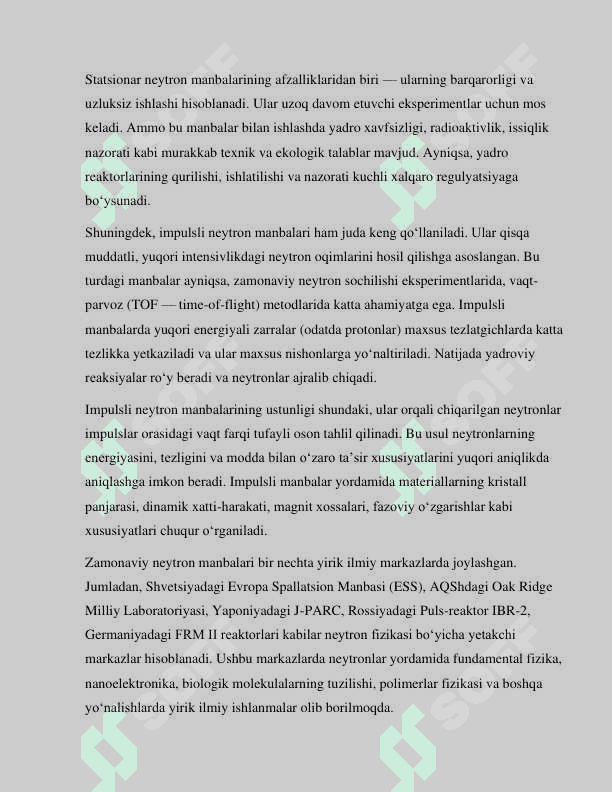 Neytronlarning stasionar manbalari . Impulsli neytron trubkalari 4