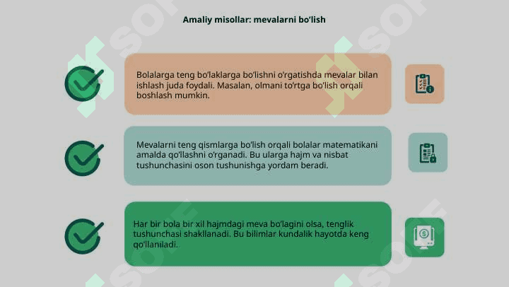 Bolalarni butun predmetni teng bo’laklarga bo’lishga o’rgatish 6