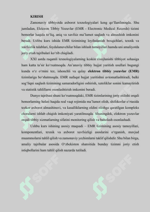ELEKTRON TIBBIY YOZUVLAR (EMR) TIZIMINING LOYIHALANISHI 2