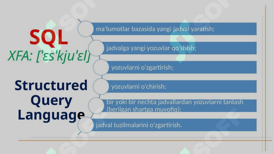 Ma’lumotlar manipulyatsiya qilish. Oddiy so‘rovlar yaratish 2