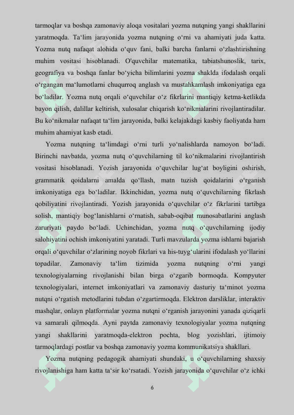 Boshlang‘ich sinflarda yozma nutqni rivojlantirish 6
