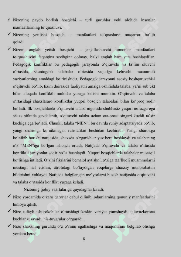 Nizolarni bartaraf etish mexanizmlari 8