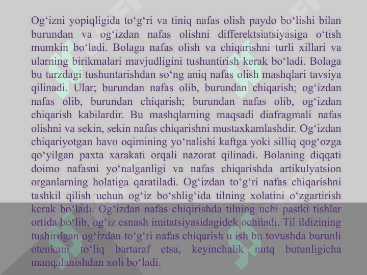 Rinolaliyada ovoz buzilishi va uni korreksiyalash. 8