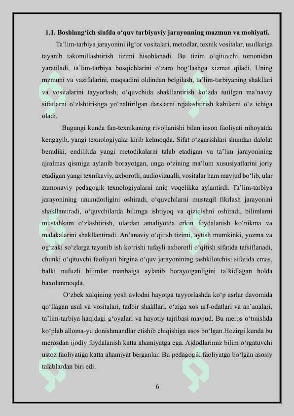 Boshlang’ich sinfda o’quv-tarbiya ishlarga rahbarlik qilishning asosiy qonun-qoidalari 6