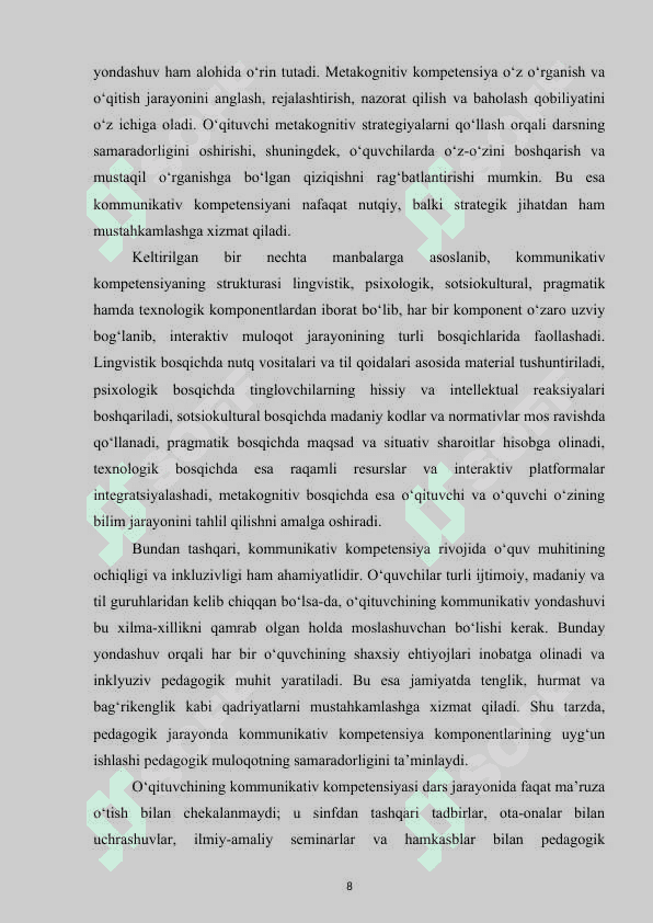 O’qituvchining kommunikativ qobiliyatini shakllantirish 8