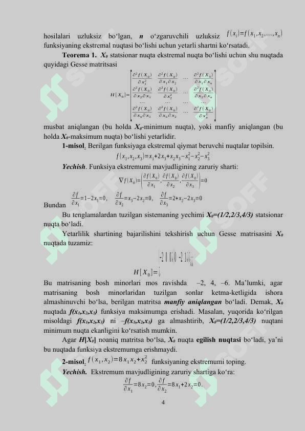 OPTIMALLASHTIRISH USULLARI 4