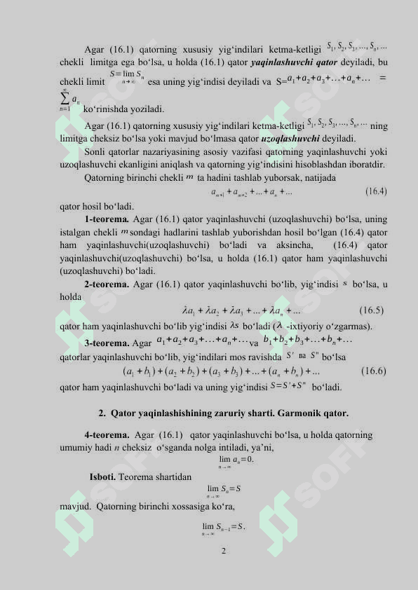 SОNLI QATОRLAR VA YAQINLASHISH TEOREMALARI 2